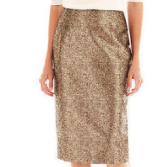 WORTHINGTON, BLACK AND GOLD SHIMMER PENCIL SKIRT, Size 4 - Picture 1 of 7